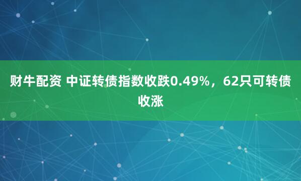 财牛配资 中证转债指数收跌0.49%，62只可转债收涨